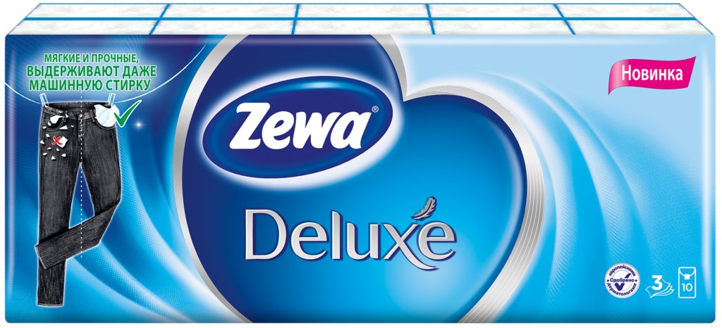 Платочки носовые ZEWA Deluxe, 10шт
